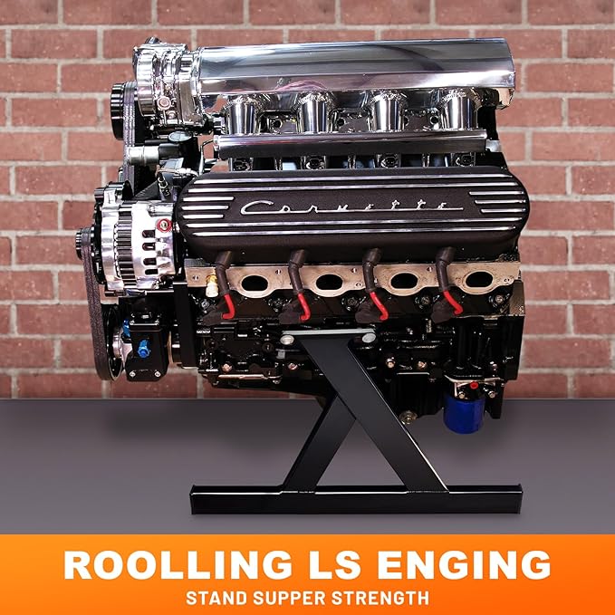 LS Engine Stand Compatible with GM Chevy V8 LSx,Heavy-Duty Steel with Compact Design for Easy Storage and Move, Support for Complete Engines and Transmissions, Black-2Pack