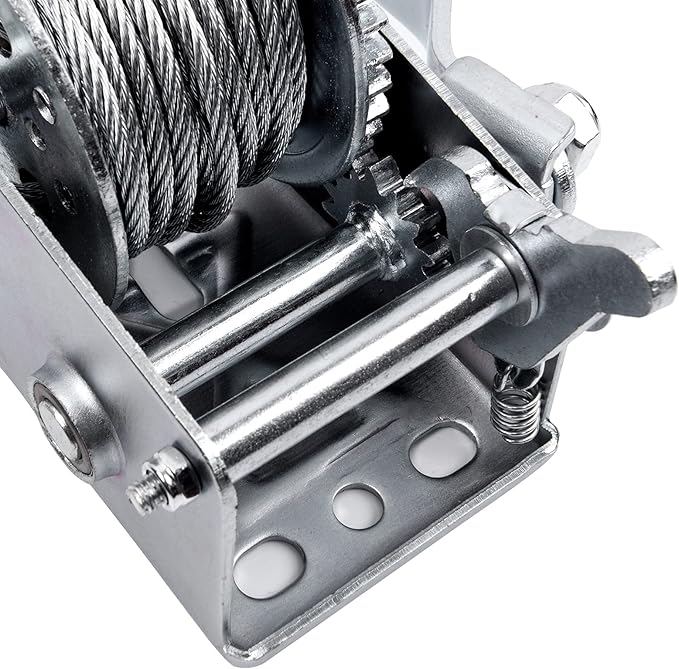 800lbs Hand Winch Steel Cable Boat Trailer Winch Two-Way Ratchet Gear Manual Winch Crane Weight Dock Leveling Winch with 8m Steel Wire for ATV Truck Towing