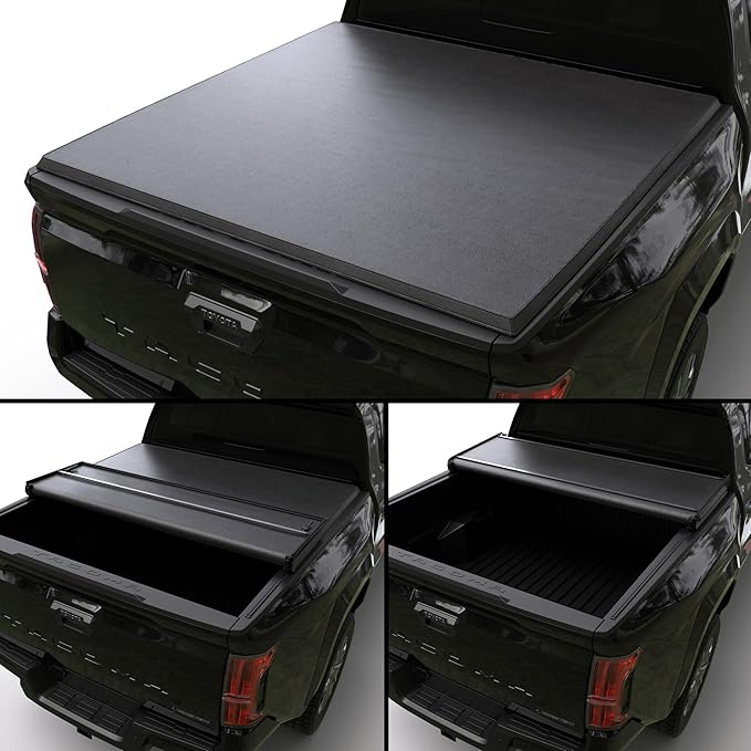 Soft Tri-Fold Truck Bed Tonneau Cover Compatible with 2016-2026 Toyota Tacoma w/OE Track System | 6'2" Bed (73.7") | CFST-022