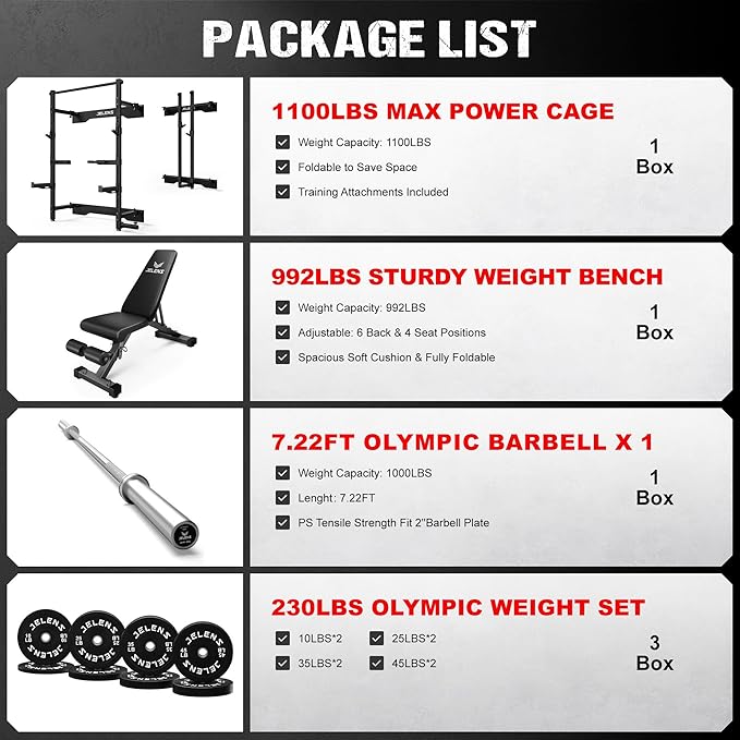 Folding Squat Rack, Wall Mounted Power Rack for Home Gym, Space Saving Multi-Functional Power Cage with Attachments