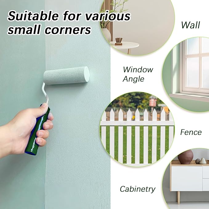 100 Pcs 4 Inch Foam Paint Roller High Density Foam Roller Mini Paint Roller Refills Paint Edger Tool for Walls Brings Smooth Finishes Flat Surfaces