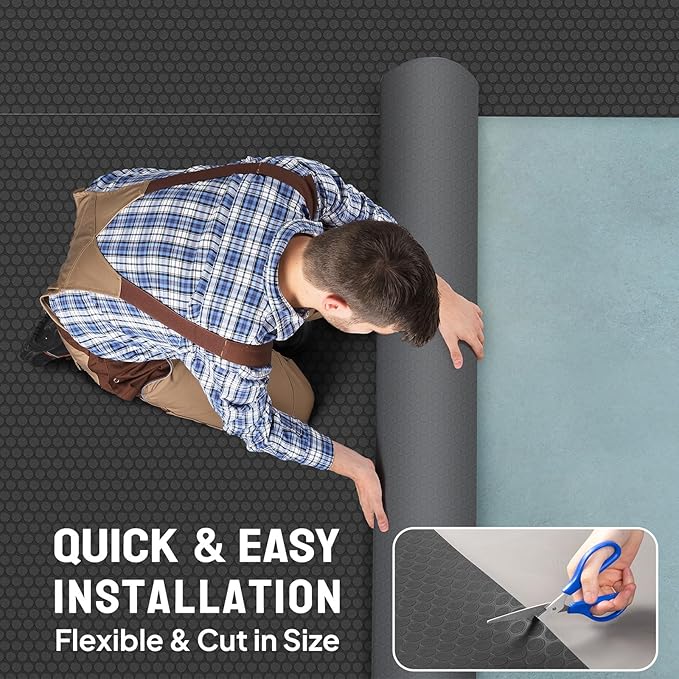 TUFFIOM 7.5 x 17 FT Garage Floor Mat, Thickened Coin Plate PVC Garage Mats Flooring Roll for Under Car, Garage Car Parking Mats for Compact SUVS, Sports Car