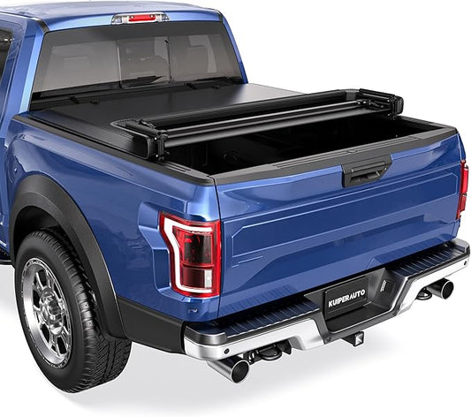 Quad 4-Fold 6.5 FT 78.8Inch Soft Folding Truck Tonneau Cover Compatible with 2004 2005 2006 2007 2008 Ford F150 F-150 (Excl. 2004 Heritage) Fleetside Four Fold On Top Truck Bed Cover