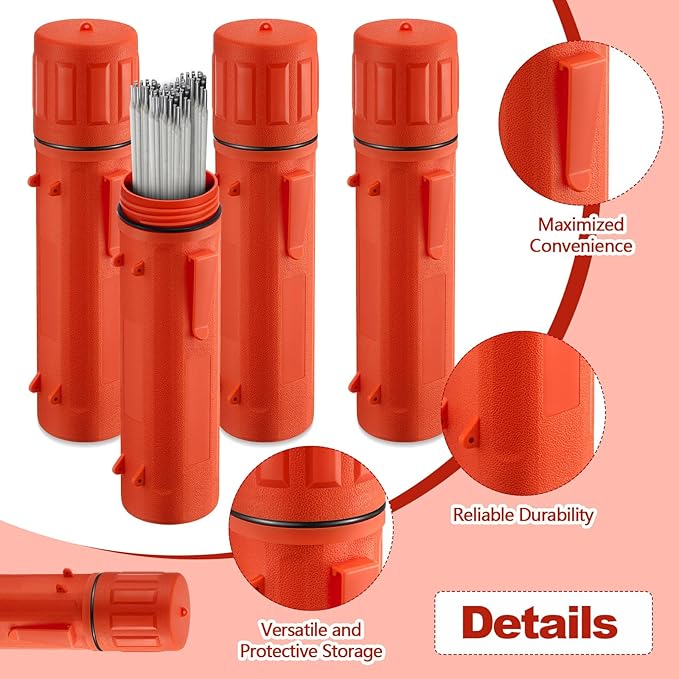 Zonon 4 Pcs Electrode Rod Storage Tube 14 Inch Airproof and Waterproof Welding Rod Holder for Canister(Orange)
