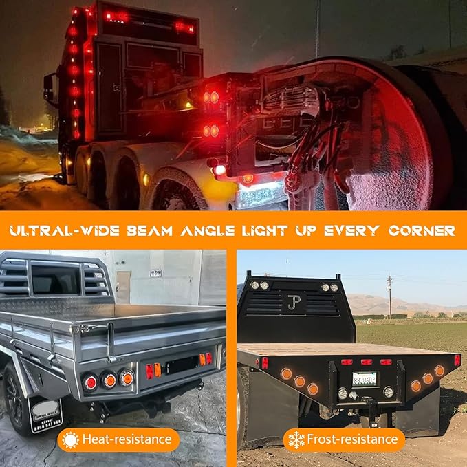 NEW SUN Superior 8Pcs Trailer Top & Side Marker Lights, Waterproof IP 67, Halo Neon Design for Turn, Stop, Tail Lamps for Truck, Camper, RV, Van,Bus, 16 Super Bright LEDs, 4"x2" Lens Ultrawide Angle