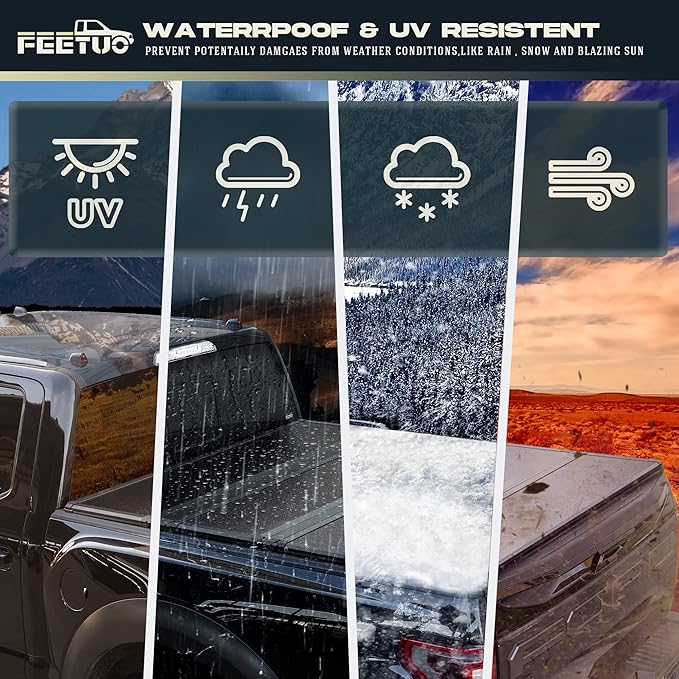 HTL Low-Profile Hard Tri-Fold Tonneau Cover Compatible with 2009-2025 Ram 1500 with 5.7FT Bed (67.4") w/o RamBox Truck Bed w/Track System