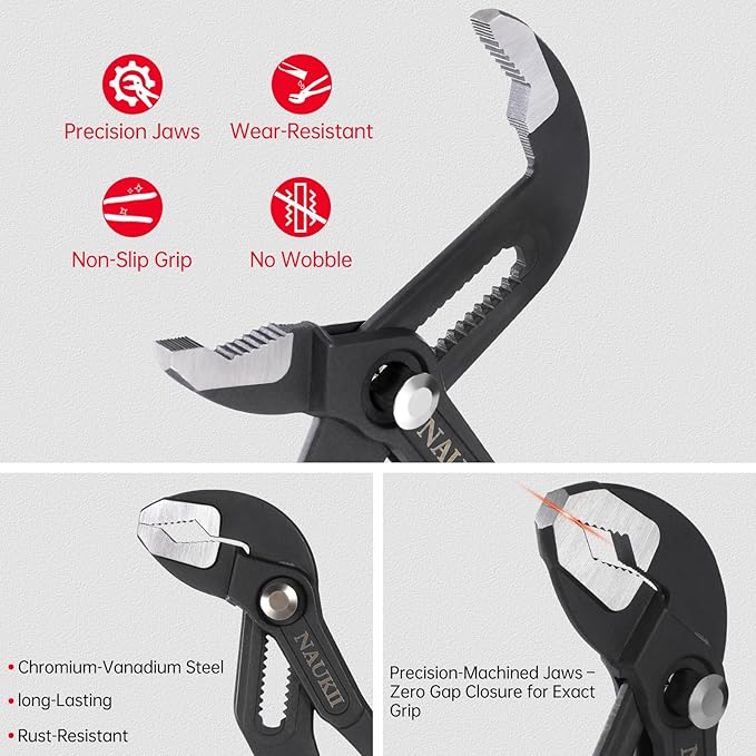 10inch Groove Joint Pliers ‌High Quality‌ Water Pump Plier for Home Repair‌ Comfortable Grip Tongue and Groove Pliers Motorbike Repair Adjustable Pliers