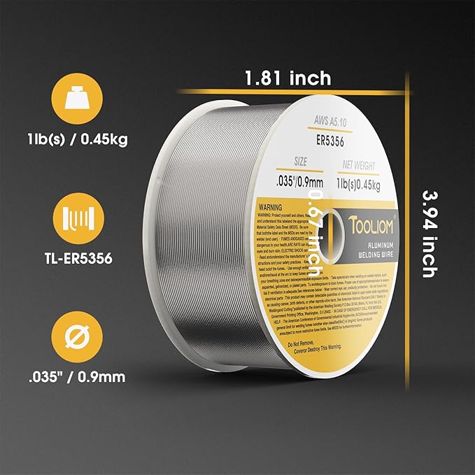 TOOLIOM ER5356 - .035" Welding Wire MIG Aluminum 0.9 mm Welding Wire - 1lb Spool