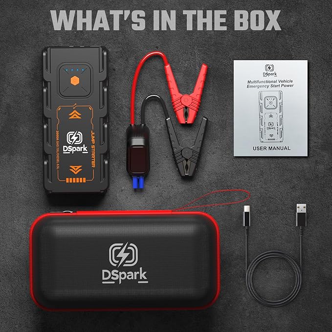 G21C 2000A Jump Starter Portable Portable Battery Booster for 7.0L Gas and 6.5L Diesel Engines 12V Jump Box with USB Quick Charge LED Flashlight with DC Power Out 12.5v-16.8V-10A