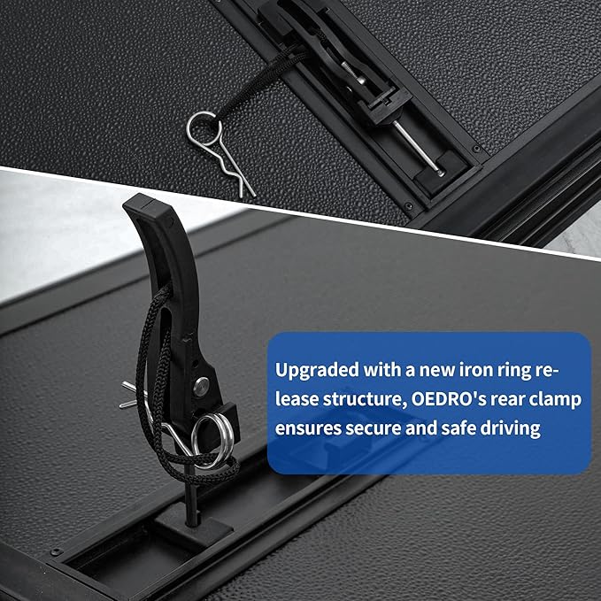 OEDRO FRP Hard Tri-fold Tonneau Cover Fits for Dodge Ram 1500 2009-2024 (Classic & New Body) 5.6ft Bed w/o Ram Box, Weather-Resistant