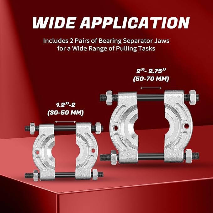 Bearing Puller and Splitter Kit, Separator and Puller Set, Pinion Bearing Puller and Wheel Removal Tool, 5 Ton Capacity Bearing Separator with 2’’ and 3’’ Bearing Separator Jaws, 14Pcs
