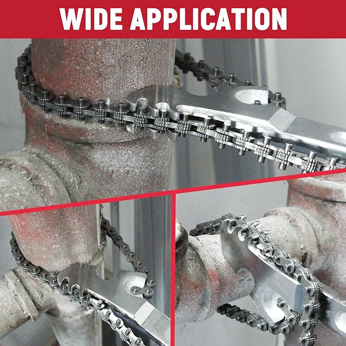 24 Inch Heavy Duty Carbon Steel Pipe Wrench, Fits Max 12 Inch Diameter, Adjustable Large Chain Oil Filter Wrench for Universal Use