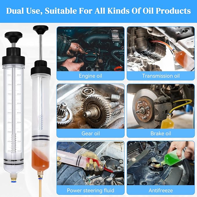 Gisafai 200cc Fluid Extractor Automotive Pump Manual Oil Extractor Pump Syringe for Gasoline Hand Cleaner for Power Steering, Hydraulic Fluid(Black)