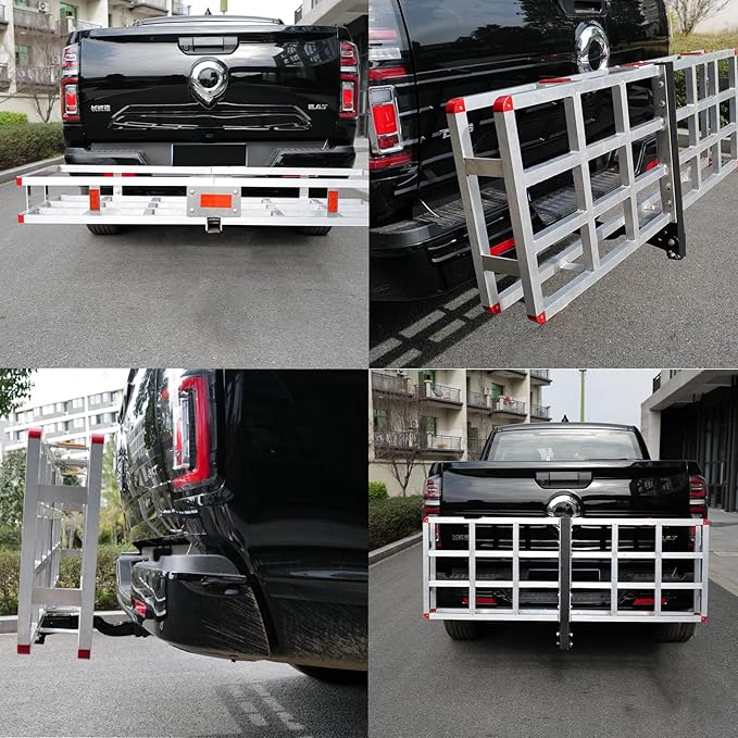 lugglage Basket, Folds Flat, Heavy Duty Hitch Cargo Basket with Waterproof Bag (Aluminum 60x20x7)