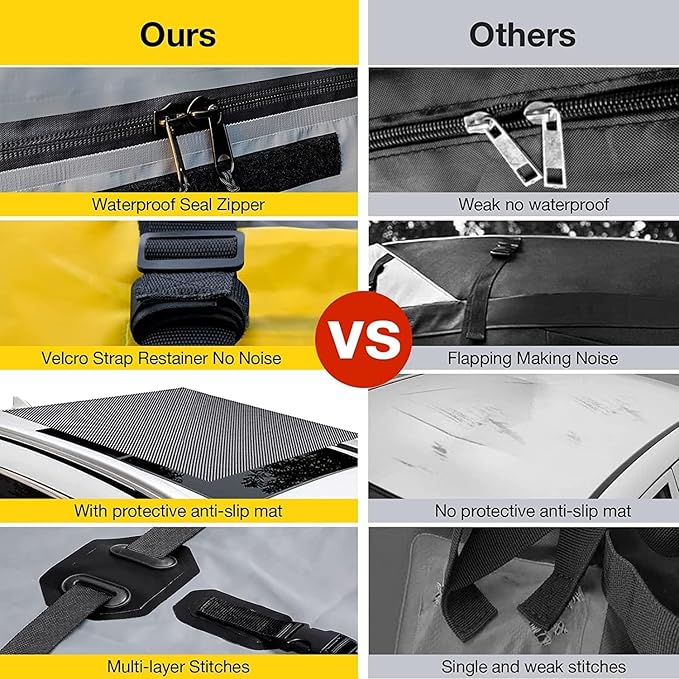 WILDROAD Car Roof Bag Rooftop Cargo Carrier, 21 Cubic Feet Waterproof Roof Luggage Cargo Carrier Bag with Anti-Slip Mat for All Cars Vehicles SUV with/Without Rack (21 Cubic Feet)