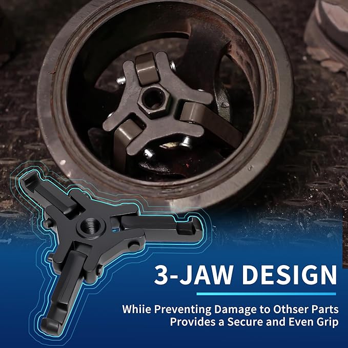 Harmonic Balancer Puller Remove Extractor Kit Set, Adjustable 3-Jaw Puller for Removing Harmonic Damper Pulley Compatible with Chevy GM Chrysler ect.