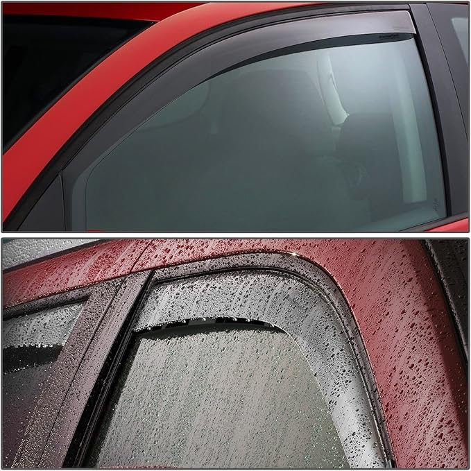 DNA Motoring Set of 2 Tape-On Window Rain Guards for 1999-2006 Chevy Silverado/GMC 1500 2500 3500, Window Visors Vent Guard Shade Deflector Crew Cab, WVS-015