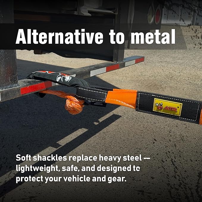 ATR Soft Shackle 3/4" x 24" (1 PC, Orange) – 66,200 lbs Strength | Heavy Duty Synthetic UHMWPE Rope Shackle with Protective Sleeve for Off-Road Recovery, Truck, Jeep, ATV, SUV