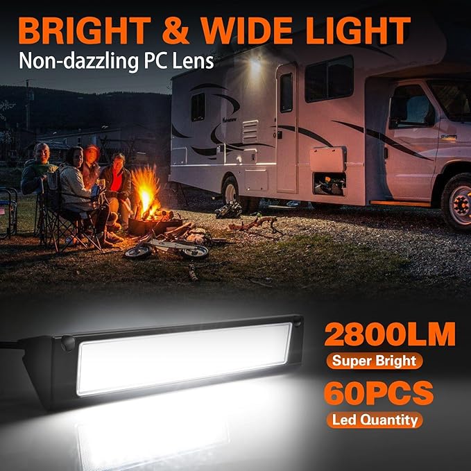 13" Exterior LED Flood Lighting Fixture,12V LED RV Porch Light Aluminum Exterior Lights, 6000K Super Bright for RVs Trailers Camper Truck Porches Towing