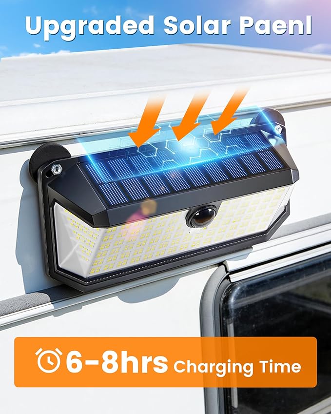 1 Pack Magnetic RV Solar Light with 10X Strong Magnet, 416 LEDs, 1500LM, 3 Lighting Modes, IP65 Waterproof Solar Lights Outdoor for Trailers, Campers, RV Exterior, Porch & Awning Lighting