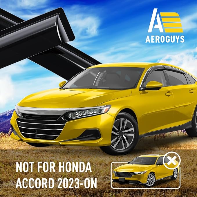 Extra Durable Window Deflectors Tape-On Window Visors Rain Guards Fit for Honda Accord 2018-2022, Sun Visors, Wind Vent for Shades, Exterior Car Accessories - 4pcs. AG0183