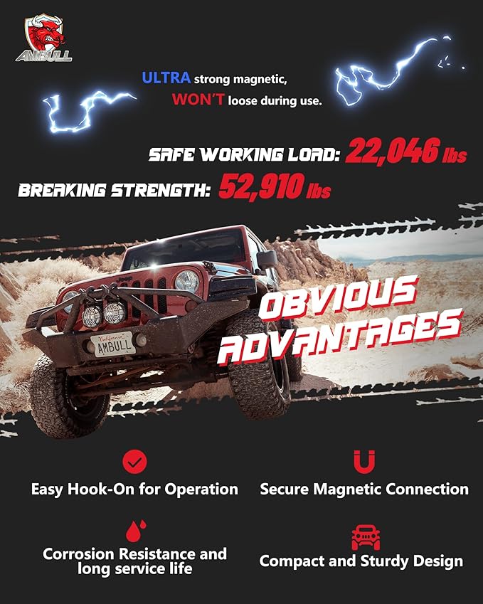 3/4" D Ring Separate Shackles, 52,910lbs Break Strength Easy Open Towing Winch Shackles, Heavy Duty Shackles with 7/8" Screw Pin for Tow Strap Winch Off Road Vehicle Recovery, BlackRed