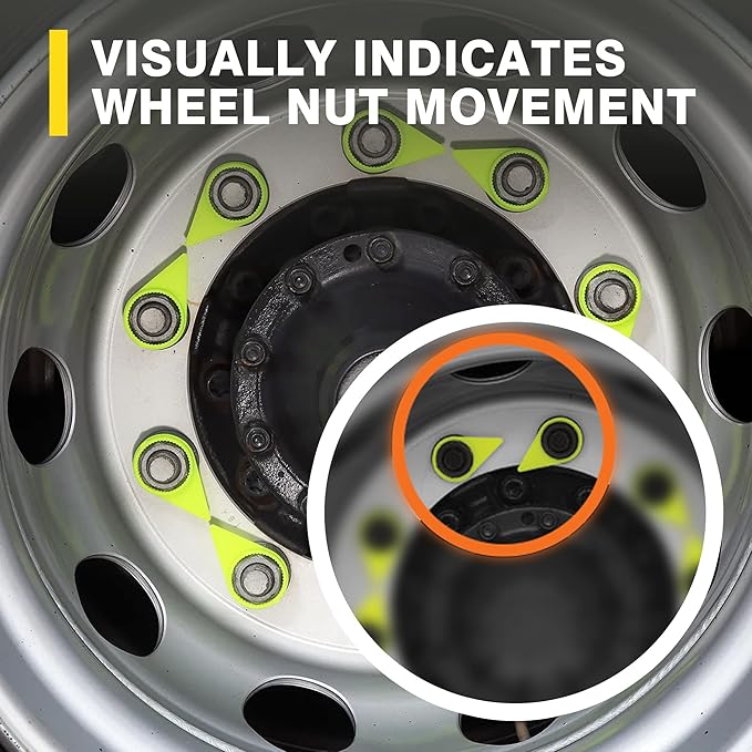 Checkpoint Wheel Nut Indicator 21 mm Yellow – Visual Indicator for Fleets, Industrial Trucks, Agricultural Vehicles, and Goods Transporters – Lug Nut Arrows Yellow 21 mm (Bag of 100 Pcs)