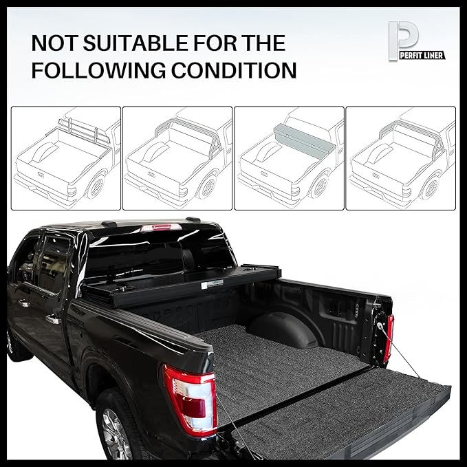 Perfit Liner 8.0 FT (96") Bed FRP Hard Tri-Fold Tonneau Cover for 1999-2016 Ford F-250 F-350 F-450 Super Duty Styleside/Fleetside Truck Cargo Topper, Hardttop, 3-Folding (NOT for Flareside/Stepside)