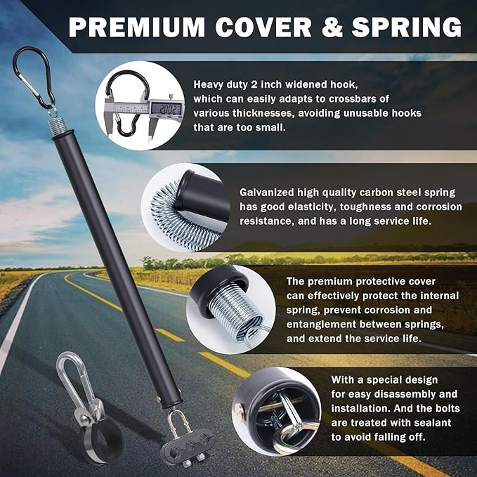 CheeMuii 16" Single Tender Spring Kit with 3-in-1 Air Line Holder and 3-Hole Clamp Holder Heavy Duty Tender Spring for Semi Truck Air Lines Kit with 2 Style Air Line Holders for Truck Trailer Tractor