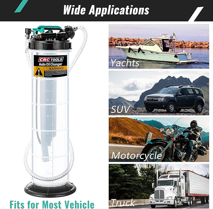 Estune 2.5 Gallon/9.5 L Manual Pneumatic Fluid Extractor, Automotive Oil Extractor Pump Oil Vacuum Changer with 5 Pcs Brake Bleeding Hose for Car, SUVs, Truck, Yachts