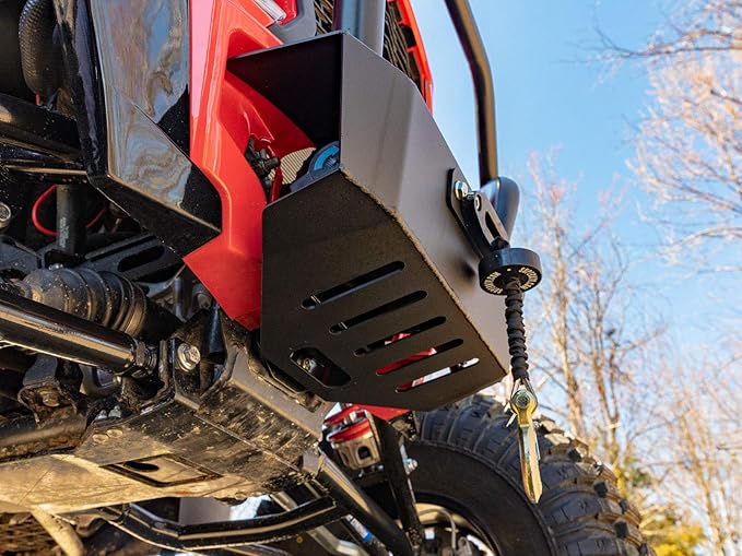 SuperATV Black Ops 3500 LB Winch with Winch Mounting Plate for 2018-2021 Polaris RZR XP Turbo S (For use with Stock OEM Polaris Bumper)