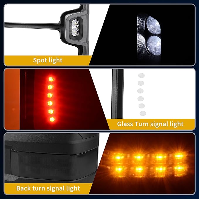 DWVO Towing Mirrors Compatible with Chevy/GMC 2003-2006 and 2007 Classic Model, Tow Mirrors for 2003-2007 Silverado Sierra 1500 2500 3500, Automotive Exterior Mirrors with Heated Power Turn Signal