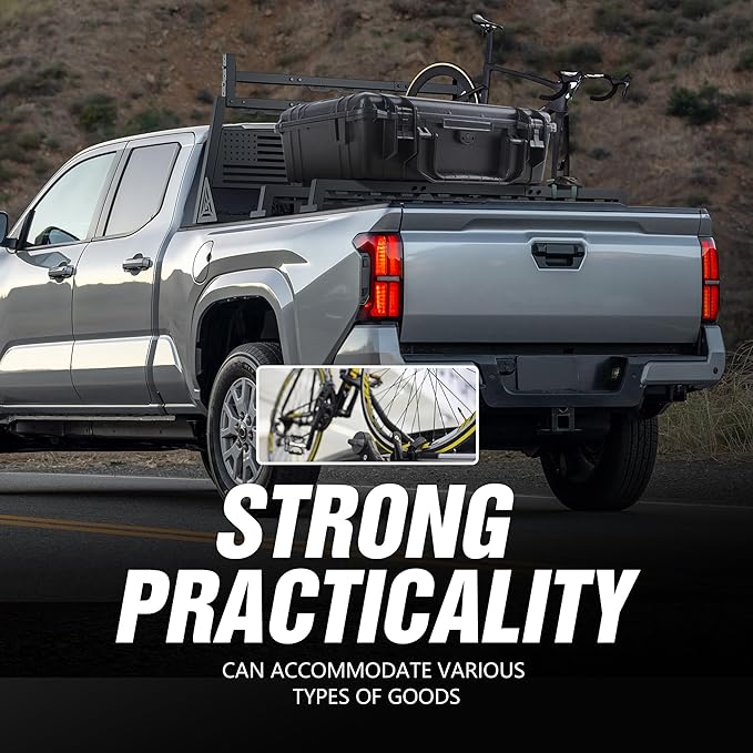 Truck Headache Rack with 2 Cross Bars Compatible with Ford F-150/Tacoma/Chevy Silverado & GMC Sierra 1500/Tundra/JT/Titan/Frontier/Colorado/Canyon Pickup Cab Back Window Protection