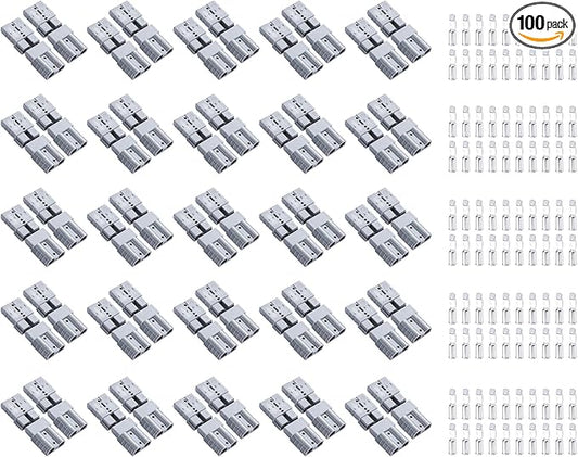 100 Pcs 50 Amp 6-8 Gauge Battery Quick Connector, Jumper Cable Plug Connect/Disconnect for Recovery Winch, Towing Systems(Gray)