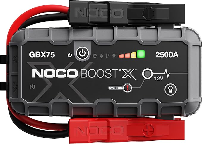 NOCO Boost X GBX75: 2500A UltraSafe Jump Starter – 12V Lithium Battery Booster Pack, Portable Jump Box, Power Bank & Jumper Cables - for 6.5L Gas and 4.0L Diesel Engines