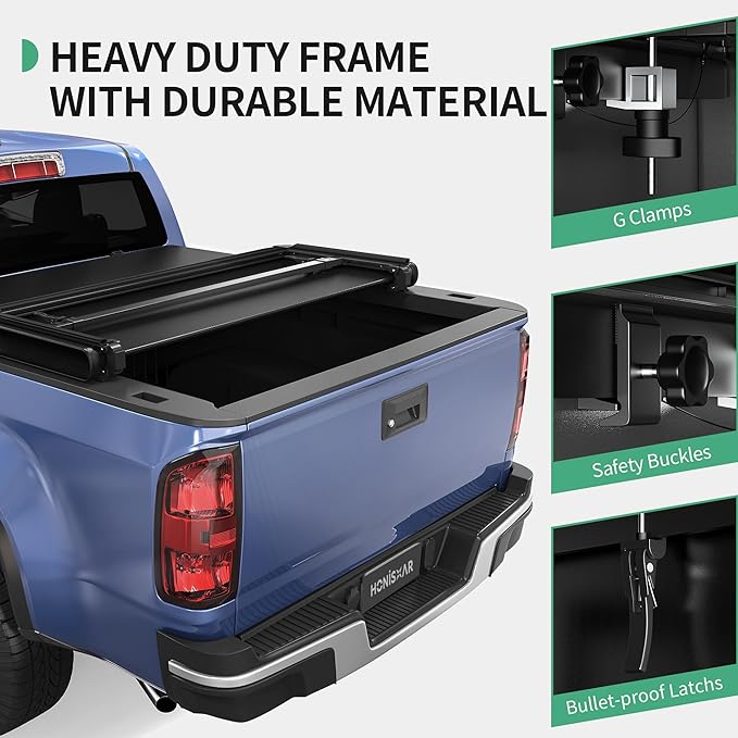 Soft Tri-fold Tonneau Cover Fit for Ford Ranger 2019 2020 2021 2022 2023, Fleetside 5 Ft Bed