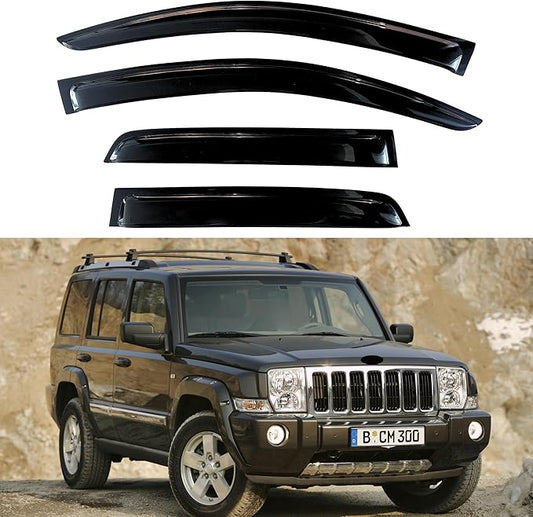 KPY Window Visors Compatible with Jeep Commander 2006-2010, 4PC Rain Guard Side Vent Deflectors Tape-On Style, 2006 2007 2008 2009 2010