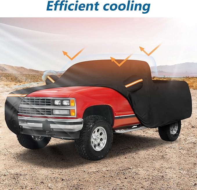 Car Cover for Chevrolet C/K 1500/2500/3500 1988-1999, Waterproof 420D Oxford Cloth Cover Outdoor Full Car Covers with Zipper Windproof Heavy Duty All Weather Protection