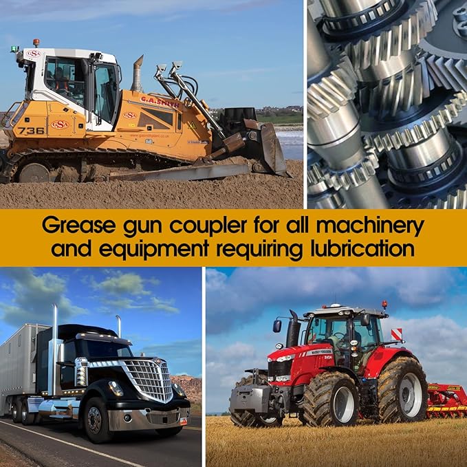 Grease Gun Coupler, Grease Gun Tips, Grease Gun Accessories, 12000 PSI Leak Proof Design Double Handle Grease Nozzle, Compatible with All 1/8" NPT Grease Guns (2PCS)