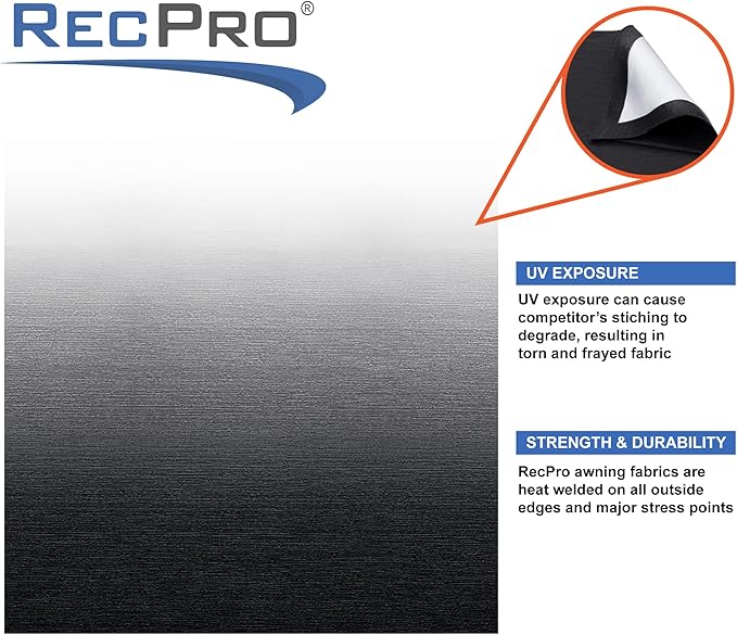 RecPro RV Awning Fabric Replacement | Width Options from 8 Feet to 22 Feet | Variety of Color Options | 8' (96") Length RV Awning | Premium Vinyl (13' - Actual Width 12' 1", Charcoal Fade)…