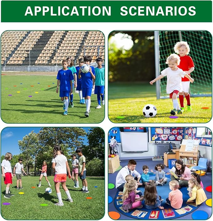 Spot Markers Rubber Floor Dots 9inch Non Slip Agility Dots Flat Cones for Kids Sports Soccer Basketball Training, Social Distancing, Preschool Kindergarten Classroom