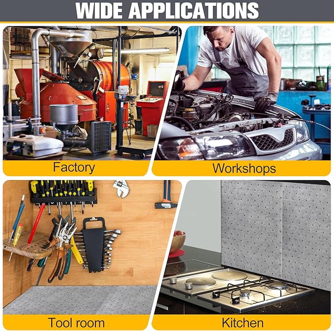 100PC Oil Absorbent Pads | 13"x10" Meltblown Polypropylene Mats, Hand-Tear Lines for Automotive & Workshop | Vacuum Eco-Packaging, Reusable Spill Control