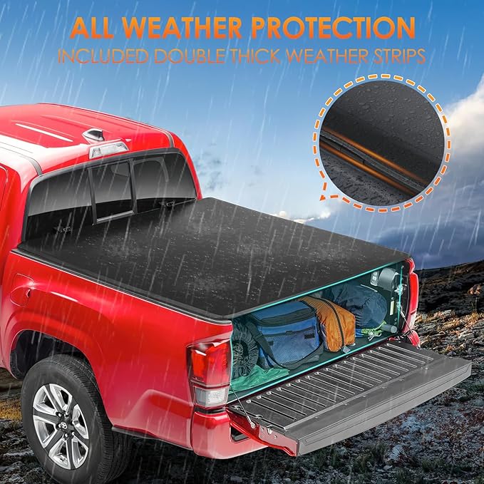 Nilight Soft Tri-fold Truck Bed Tonneau Cover Compatible with Chevy Silverado 1500/GMC Sierra 1500 2007-2025-5.9ft