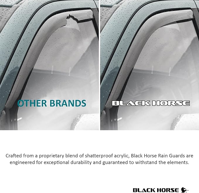 Black Horse Off Road [BHOR in Channel Rain Guards/Wind Deflectors Compatible with 2019-2024 Ram 1500 Quad Cab Smoke 4 PCs - 1494813IN