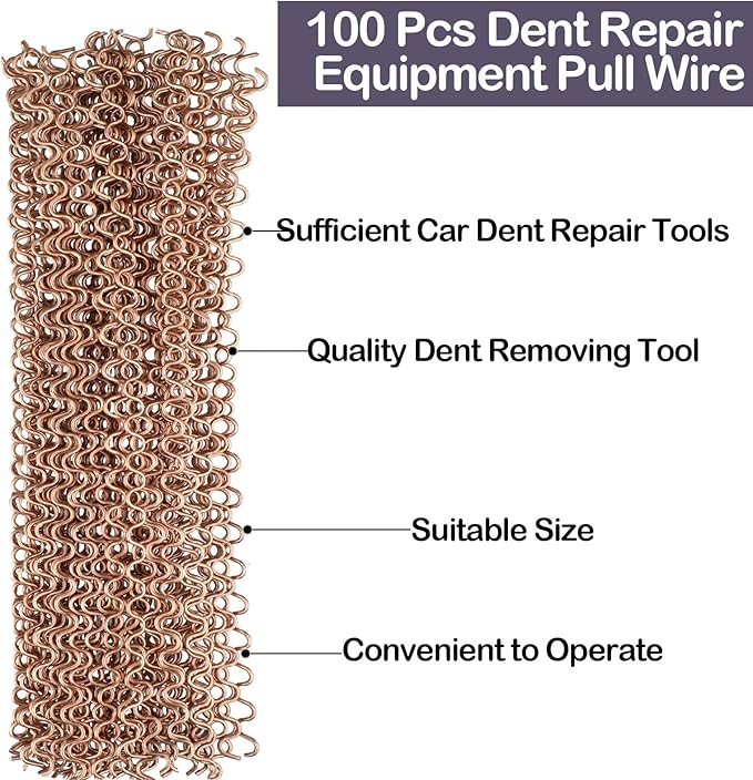 100 Pcs Dent Repair Pulling Wire 320 mm Car Body Repair Dent Equipment Pulling Wires Removal Tools for Auto Spot Welding Panel Work Consumables