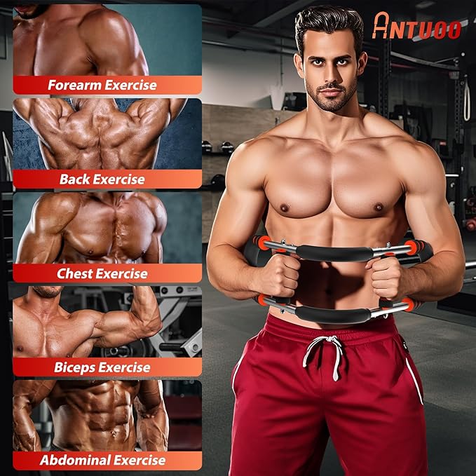 Twister Arm Trainer, 30-100lb Adjustable Chest Workout Bar, Power Twister Arm Trainer for Men, Chest Workout Equipment, Forearm Strengthener Arm Trainer