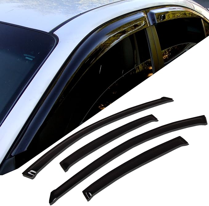 TuningPros WD-519 Tinted Smoke Out-Channel Window Visor Deflector Rain Guard 4-pc Set