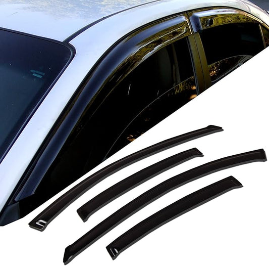 TuningPros WD-286 Tinted Smoke Out-Channel Window Visor Deflector Rain Guard 4-pc Set