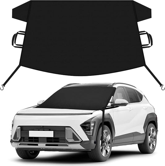 EcoNour Car Snow Cover Compatiblefor Hyundai Kona | Windshield Cover for Ice and Snow with S-Hook Straps | Heavy-Duty 600D Oxford Winter Car Cover, Waterproof & Anti-Slip