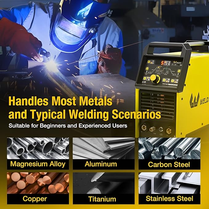 Weldpro TIG Welder AC/DC 200A with Pulse, Aluminum TIG Welder 110V/220V with TIG Torch AC TIG/DC TIG/AC PULSE TIG/DC PULSE TIG/Stick 5 in 1 MultiProcess Welding Machine with Foot Pedal